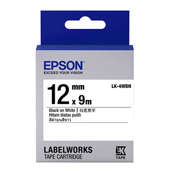 EPSON LK-4WBN 一般系列 標籤帶 (12mm 白底黑字)